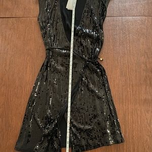 Michael Kors Black Sequin Wrap Dress/Vest